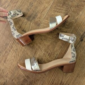 Loeffler Randall Snake Print Neutrals Heeled Henry Sandal Size 9